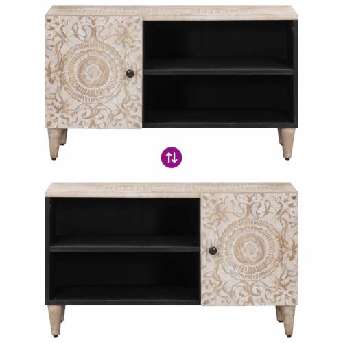  TV szekrény tárolóval Fehér 80 x 31,5 x 46 cm Tömör Mangófát