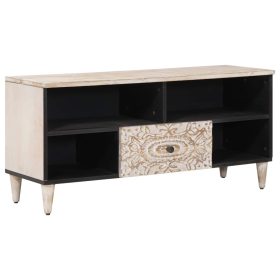    TV szekrény fiókkal Fehér 100 x 33,5 x 46 cm Tömör Mangófát