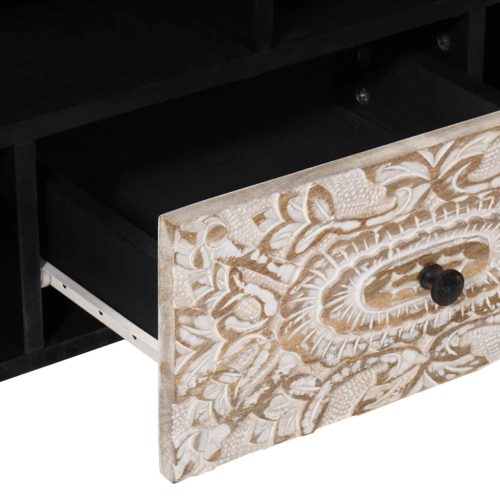  TV szekrény fiókkal Fehér 100 x 33,5 x 46 cm Tömör Mangófát