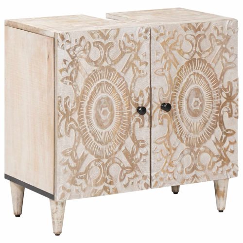  Fürdőszobai mosdószekrény Fehér 62 x 33 x 58 cm Tömör Mangófát