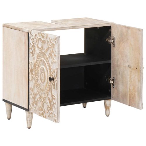  Fürdőszobai mosdószekrény Fehér 62 x 33 x 58 cm Tömör Mangófát