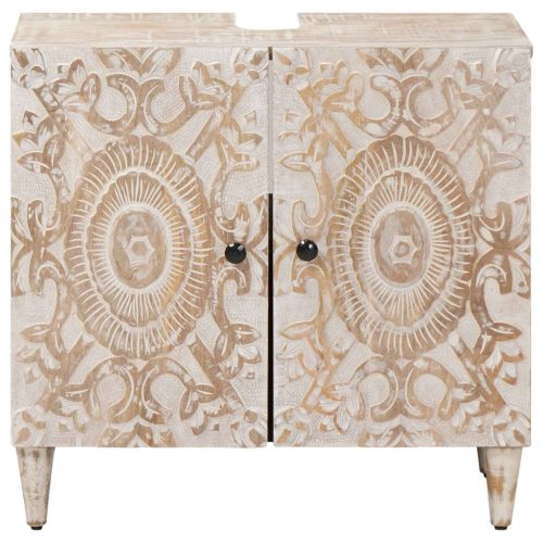  Fürdőszobai mosdószekrény Fehér 62 x 33 x 58 cm Tömör Mangófát