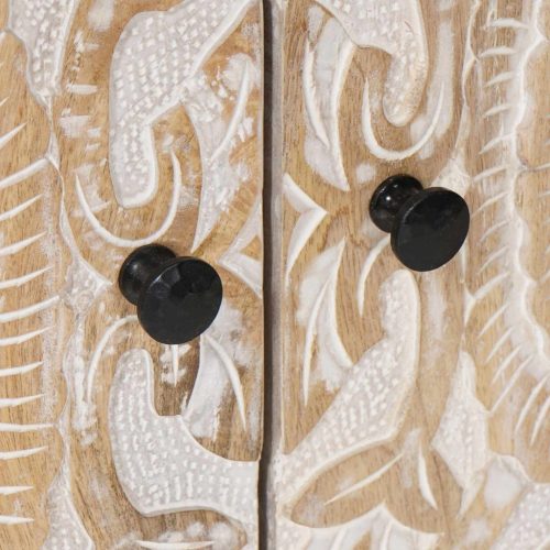  Széf tárolóval ajtóval Fehér 60 x 33,5 x 75 cm Tömör Mangófát