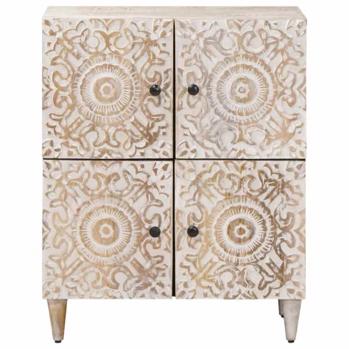  Széf tárolóval ajtóval Fehér 60 x 33,5 x 75 cm Tömör Mangófát