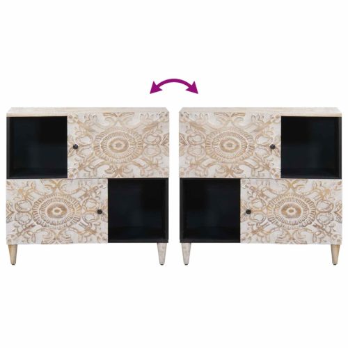  Széf tárolóval ajtóval Fehér 80 x 33,5 x 75 cm Tömör Mangófát