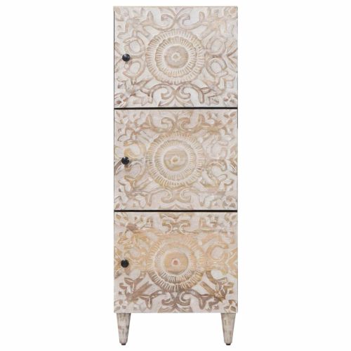  Magas Tálca tárolóval Fehér 40 x 33,5 x 110 cm Tömör Mangófát