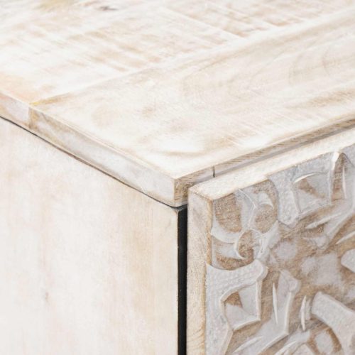  Magas Tálca tárolóval Fehér 40 x 33,5 x 110 cm Tömör Mangófát