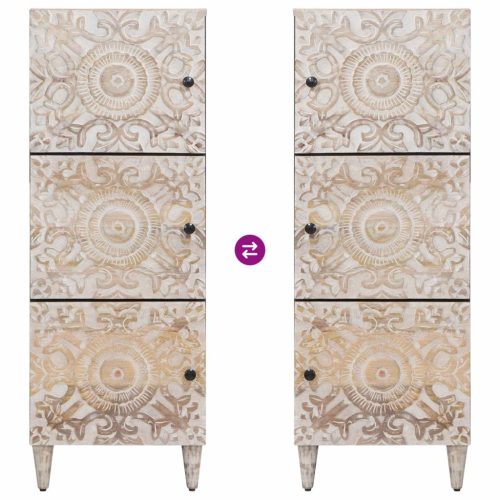  Magas Tálca tárolóval Fehér 40 x 33,5 x 110 cm Tömör Mangófát