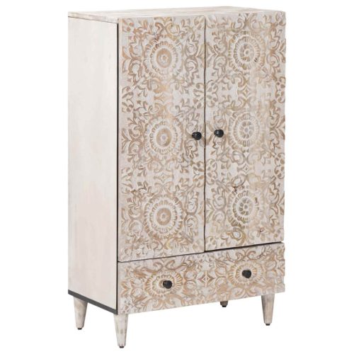  Magas Tálca fiókkal Fehér 60 x 33,5 x 100 cm Tömör Mangófát