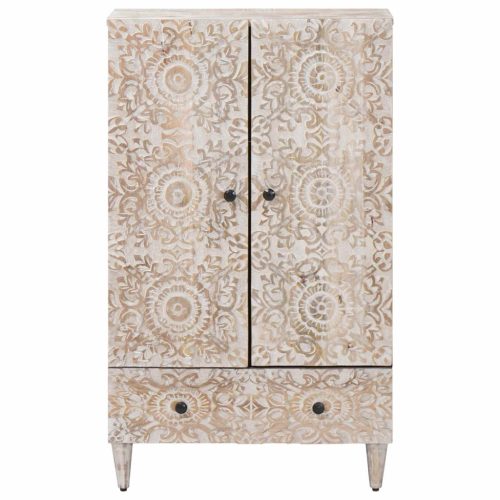  Magas Tálca fiókkal Fehér 60 x 33,5 x 100 cm Tömör Mangófát