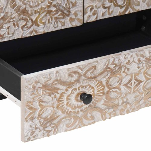  Magas Tálca fiókkal Fehér 60 x 33,5 x 100 cm Tömör Mangófát