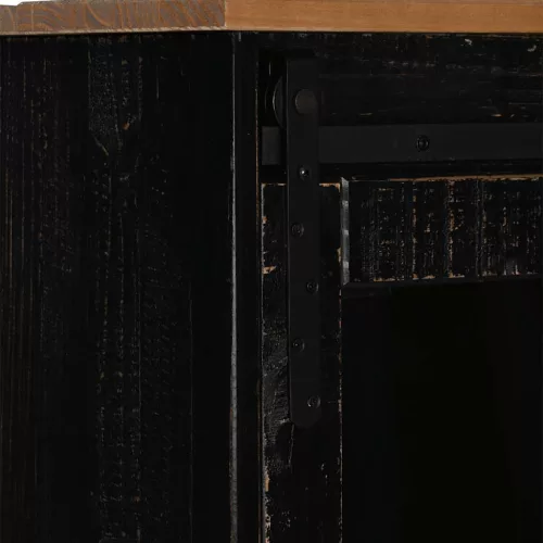  HALDEN fekete tömör fa komód tolóajtós 80x40x80 cm