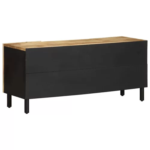  fekete tömör nyers mangófa TV-szekrény 105 x 33,5 x 46 cm