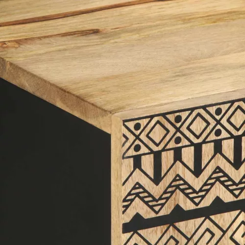  fekete tömör nyers mangófa TV-szekrény 105 x 33,5 x 46 cm