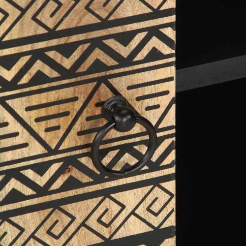  fekete tömör nyers mangófa TV-szekrény 105 x 33,5 x 46 cm