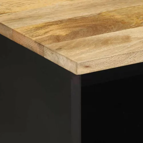  fekete tömör nyers mangófa TV-szekrény 70 x 33,5 x 46 cm