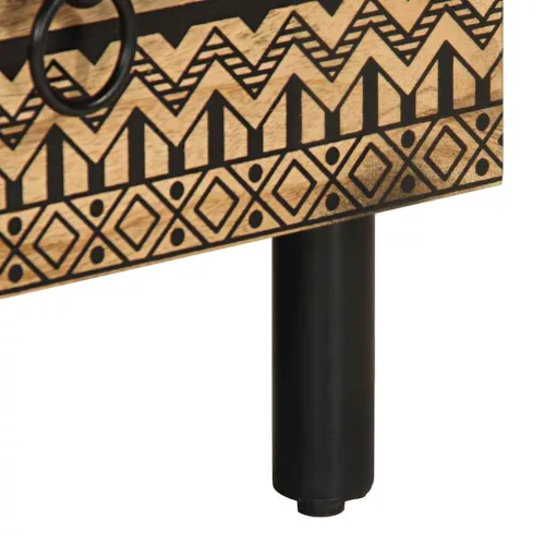  fekete tömör nyers mangófa TV-szekrény 70 x 33,5 x 46 cm