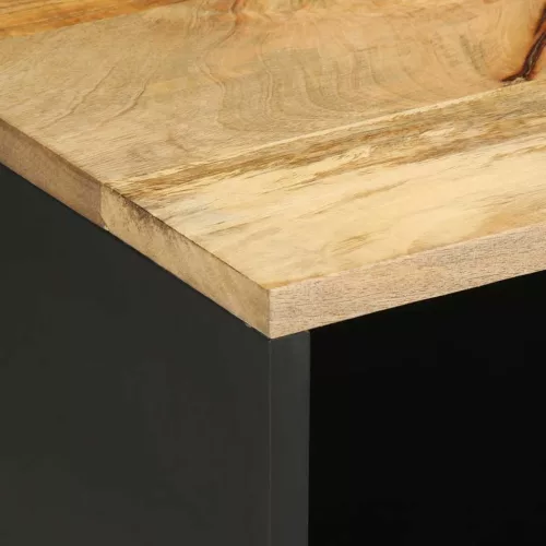  fekete tömör nyers mangófa TV-szekrény 80 x 33,5 x 46 cm