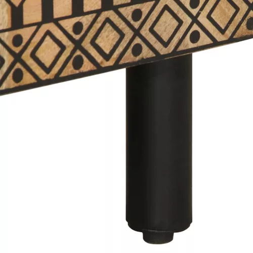  fekete tömör nyers mangófa TV-szekrény 80 x 33,5 x 46 cm