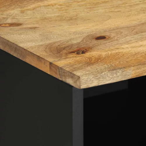  fekete tömör nyers mangófa TV-szekrény 80 x 33,5 x 46 cm