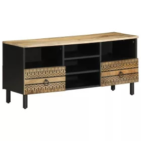    fekete tömör nyers mangófa TV-szekrény 100 x 33,5 x 46 cm