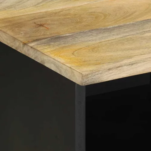  fekete tömör nyers mangófa TV-szekrény 100 x 33,5 x 46 cm