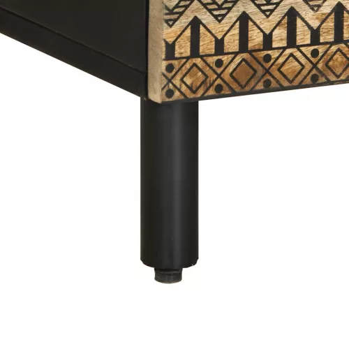  fekete tömör nyers mangófa TV-szekrény 100 x 33,5 x 46 cm