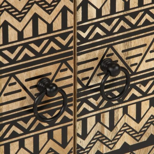  fekete tömör mangófa fürdőszobai mosdószekrény 62 x 33 x 58 cm