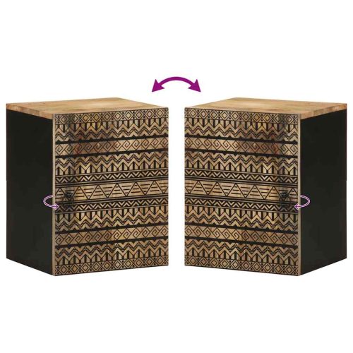  fekete tömör mangófa függő fürdőszobaszekrény 38 x 33,5 x 48 cm