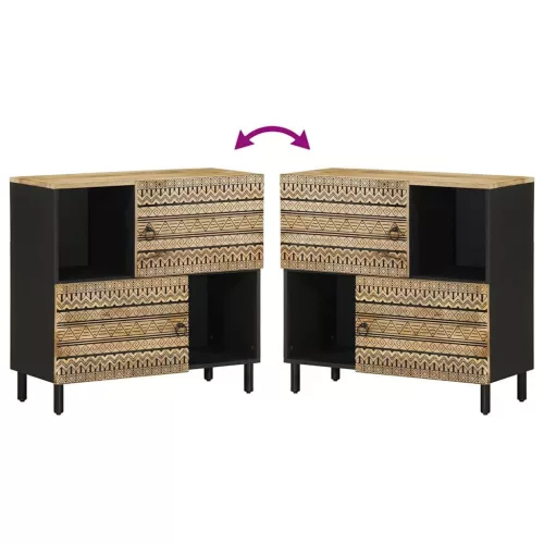  tömör nyers mangófa tálalószekrény 80 x 33,5 x 75 cm