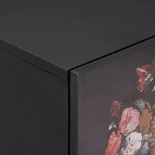  Éjjeli szekrény ajtóval Fekete 40 x 33 x 46 cm Tömör Mangófát