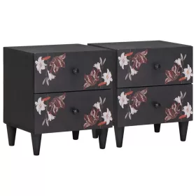    Éjjeli asztal 2 pcs Barna 40 x 33,5 x 46 cm Tömör Mangófát