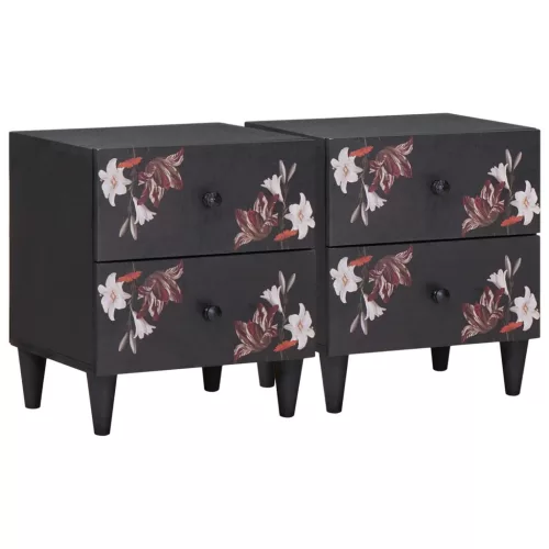  Éjjeli asztal 2 pcs Barna 40 x 33,5 x 46 cm Tömör Mangófát