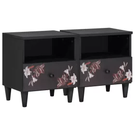    Éjjeli asztal 2 pcs Barna 40 x 33 x 46 cm Tömör Mangófát