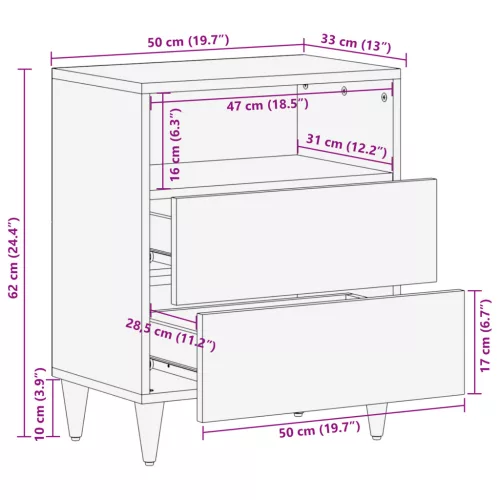  Éjjeli asztal 50x33x60 cm Szilárd Mangófa