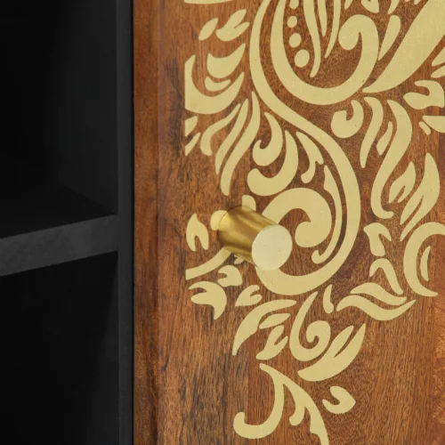  TV Szekrény Mézbarna Tömör mangófa, MDF 80 x 33 x 46 cm