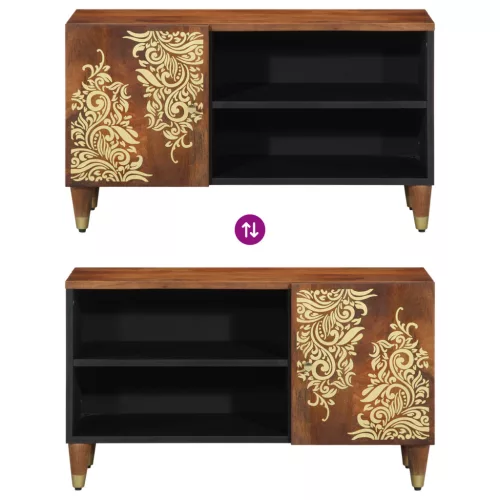  TV Szekrény Mézbarna Tömör mangófa, MDF 80 x 33 x 46 cm