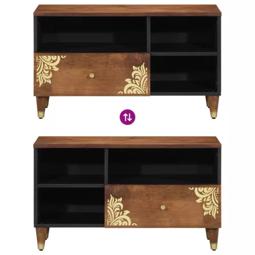  Média szekrény Mézbarna Tömör mangófa, Mérnöki fa 80 x 33 x 46 cm