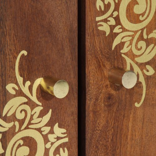  fürdőszobai mosdószekrény Méz barna arany részletekkel Tömör Fa