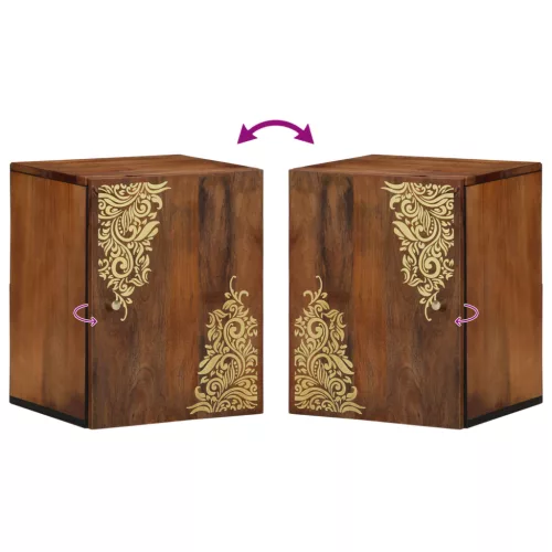  Fürdőszoba Faliszekrény 38x33x48 cm Tömör Fa Mangó