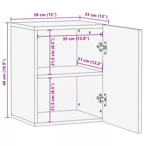  Fürdőszoba Faliszekrény 38x33x48 cm Tömör Fa Mangó