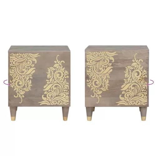  Éjjeliszekrény Szürke 40 x 33 x 46 cm tömör mangófa