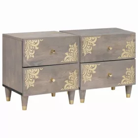    Éjjeliszekrény 2 pcs Szürke 40 x 33 x 46 cm tömör mangófa