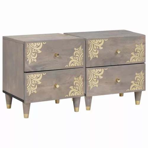  Éjjeliszekrény 2 pcs Szürke 40 x 33 x 46 cm tömör mangófa