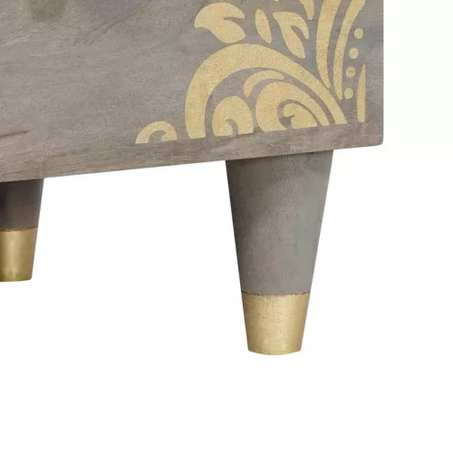  TV szekrény polcokkal tárolóval Szürke és Arany Tömör mangófa