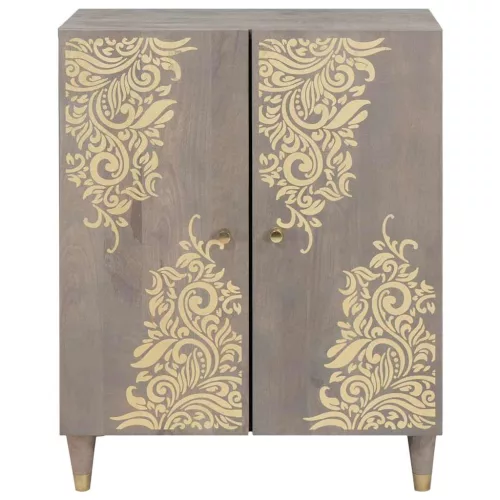  Széf Szürke és Arany 60 x 33.5 x 75 cm Tömör mangófa