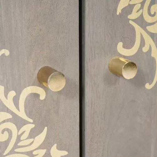  Széf Szürke és Arany 60 x 33.5 x 75 cm Tömör mangófa