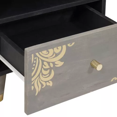  Éjjeliszekrény 2 pcs Szürke 40 x 33 x 46 cm tömör mangófa