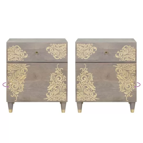  Éjjeliszekrény fiókkal Szürke 50 x 33 x 60 cm tömör mangófa