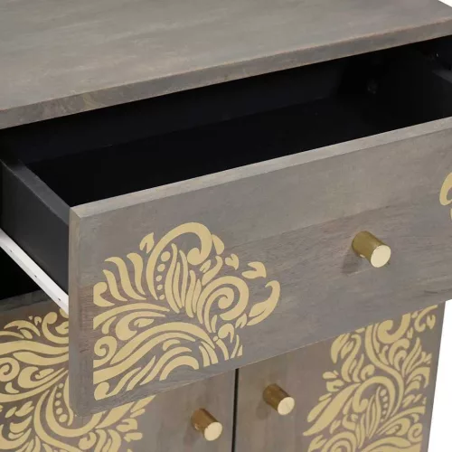  Éjjeliszekrény fiókkal Szürke 50 x 33 x 60 cm tömör mangófa